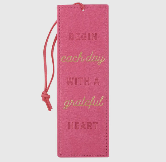 Begin Each Day with A Grateful Heart Pink Faux Leather Bookm