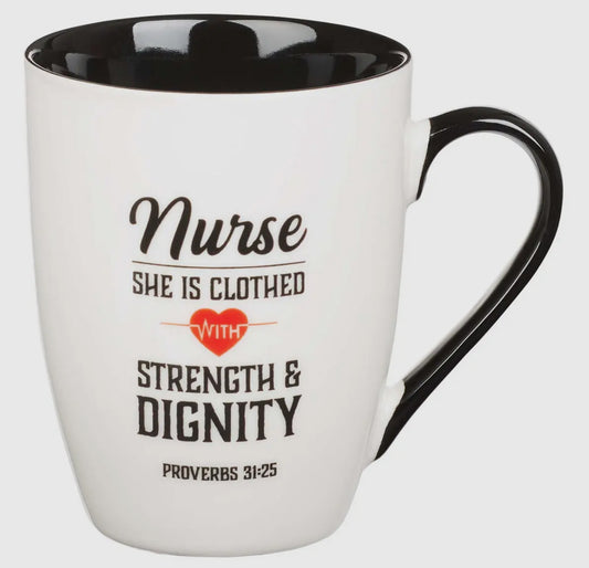 Mug White/Black Nurse Strength & Dignity Prov.
31:25
