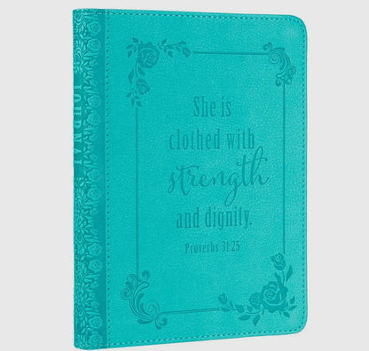 Journal Handy Teal Strength& Dignity Prov. 31:25